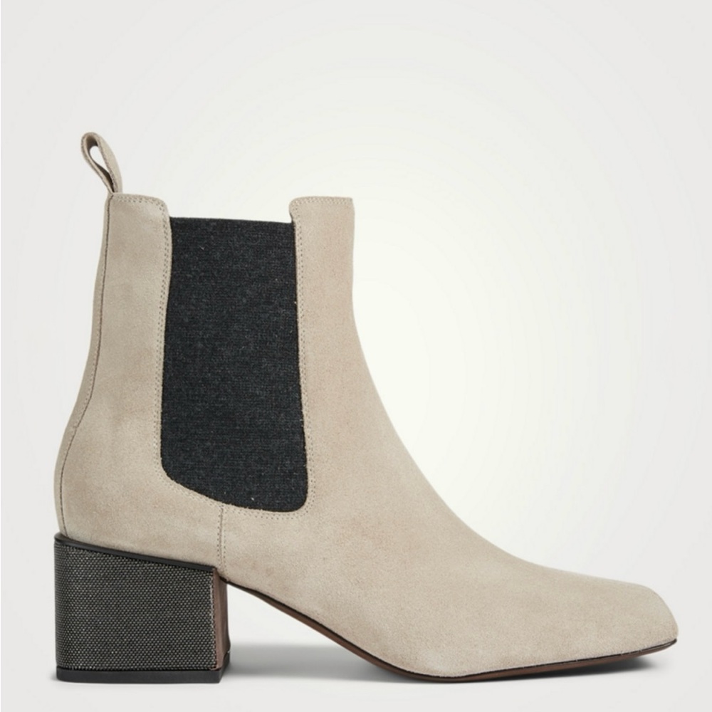 Brunello Cucinelli Suede Ankle Boots With Monili